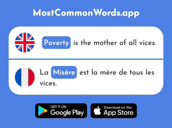 Poverty, misery - Misère (The 2332nd Most Common French Word)