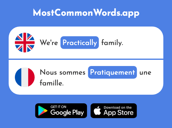 Practically - Pratiquement (The 1633rd Most Common French Word)