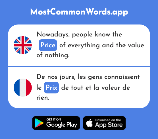 Price, prize - Prix (The 310th Most Common French Word)
