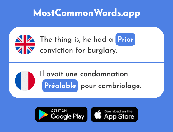 Prior, previous, preliminary, prerequisite - Préalable (The 2431st Most Common French Word)