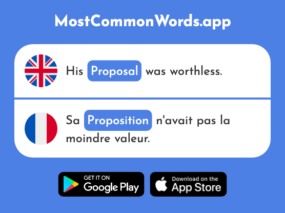 Proposition, proposal - Proposition (The 799th Most Common French Word)