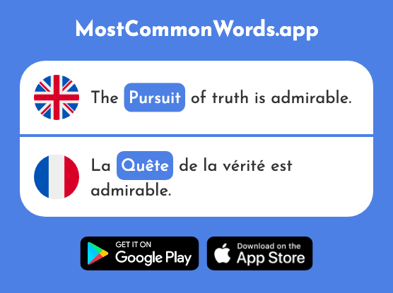 Quest, pursuit, collection - Quête (The 2672nd Most Common French Word)