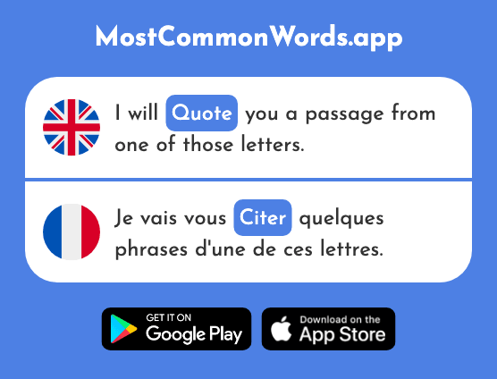 Quote - Citer (The 1082nd Most Common French Word)