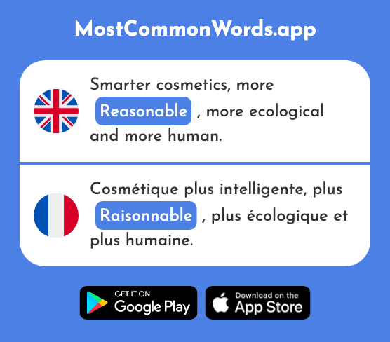 Reasonable, fair - Raisonnable (The 2021st Most Common French Word)