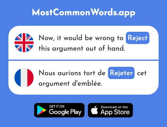Reject - Rejeter (The 981st Most Common French Word)