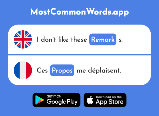 Remark - Propos (The 505th Most Common French Word)