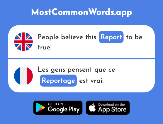 Report, reporting - Reportage (The 2820th Most Common French Word)