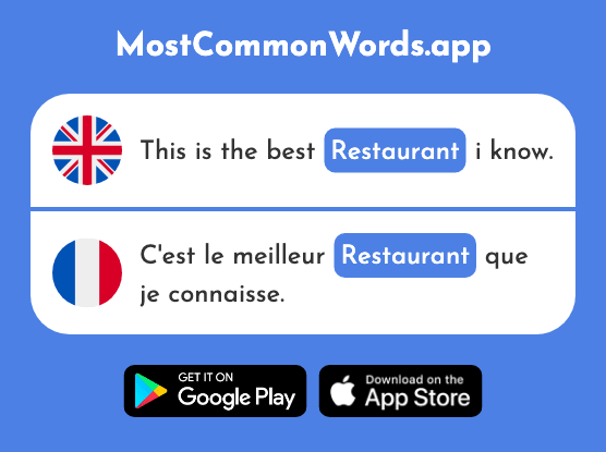 Restaurant - Restaurant (The 2336th Most Common French Word)