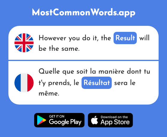 Result, follow-up - Résultat (The 428th Most Common French Word)