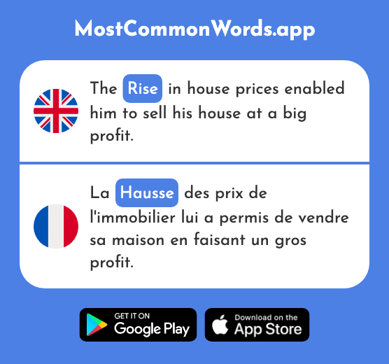 Rise, raise, increase - Hausse (The 1572nd Most Common French Word)