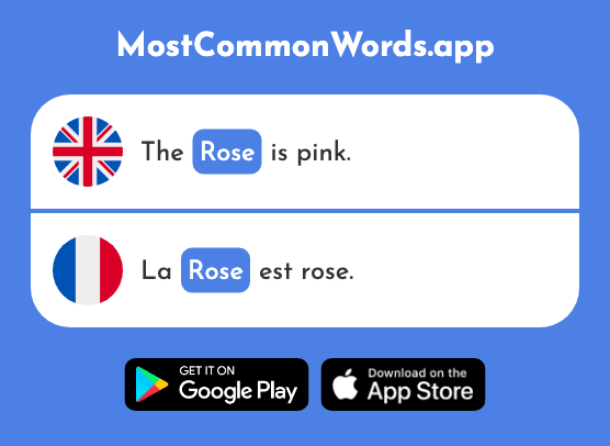 Rose, pink - Rose (The 2671st Most Common French Word)