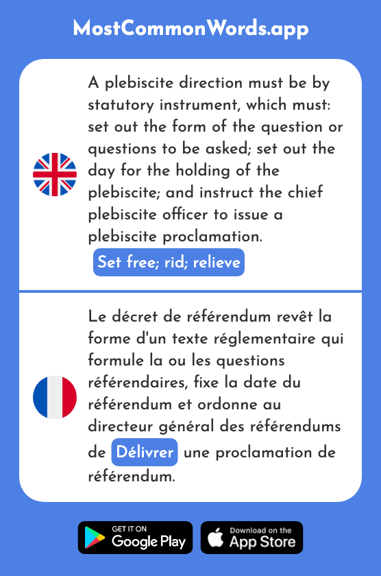 Set free, rid, relieve - Délivrer (The 2503rd Most Common French Word)