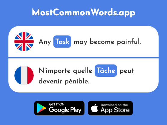 Task - Tâche (The 887th Most Common French Word)