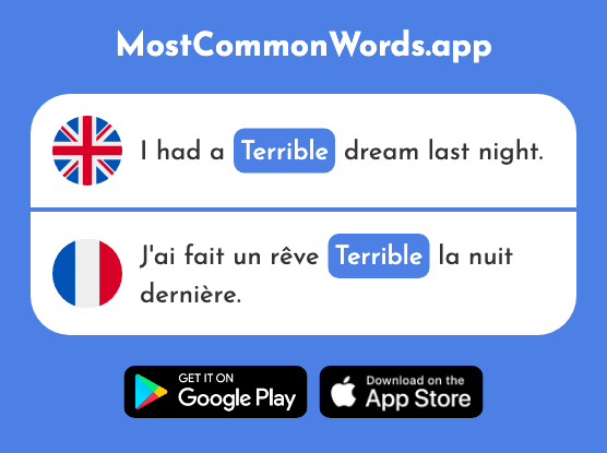 Terrible, dreadful - Terrible (The 1310th Most Common French Word)