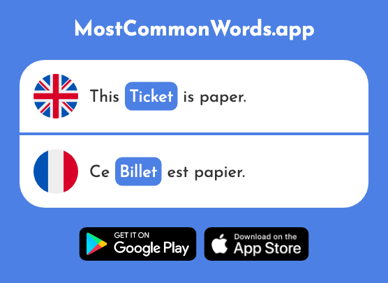 Ticket - Billet (The 1916th Most Common French Word)