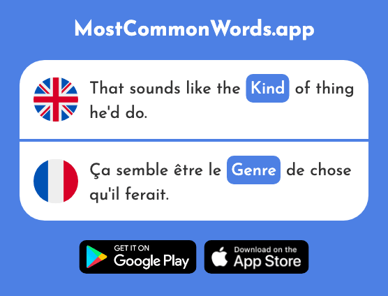 Type, kind, sort - Genre (The 556th Most Common French Word)