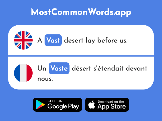 Vast, immense - Vaste (The 1142nd Most Common French Word)