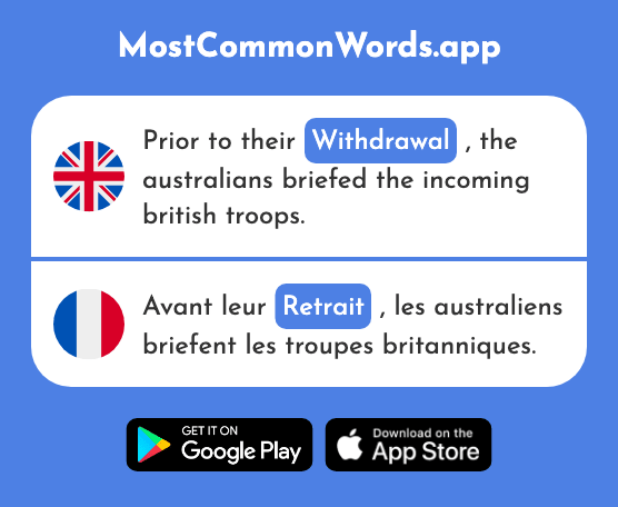 Withdrawal - Retrait (The 2416th Most Common French Word)