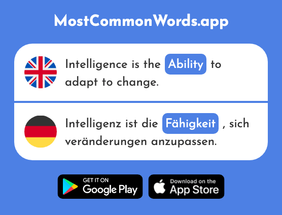Ability, capability - Fähigkeit (The 1322nd Most Common German Word)