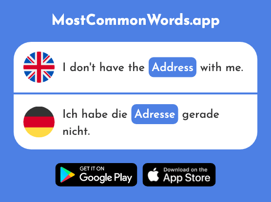 Address - Adresse (The 2739th Most Common German Word)