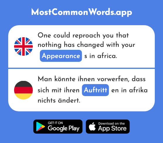 Appearance, entrance - Auftritt (The 2076th Most Common German Word)