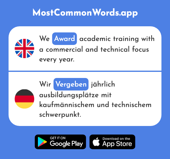 Award, allocate, give away - Vergeben (The 2501st Most Common German Word)