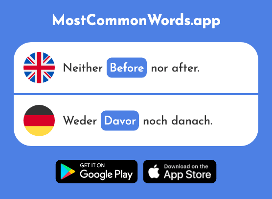 Before, in front of - Davor (The 1479th Most Common German Word)