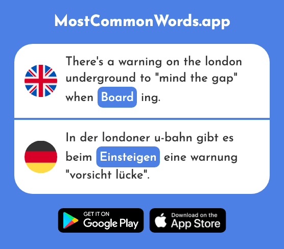 Board, get in - Einsteigen (The 2835th Most Common German Word)