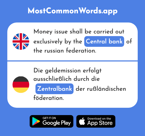 Central bank - Zentralbank (The 2651st Most Common German Word)