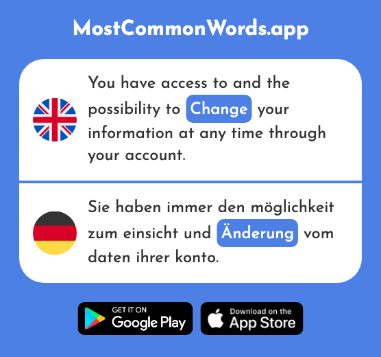 Change, modification, alteration - Änderung (The 1326th Most Common German Word)