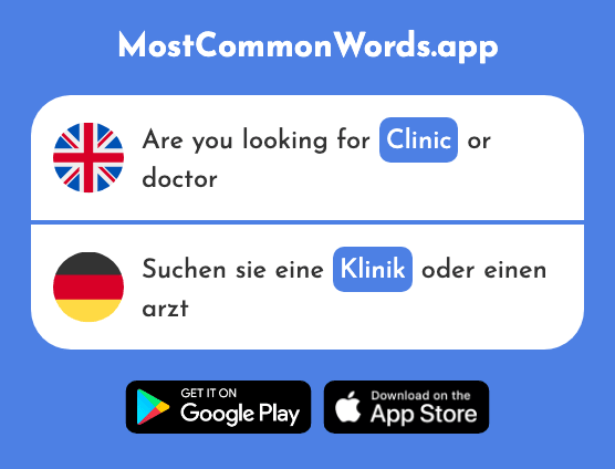 Clinic, hospital - Klinik (The 2202nd Most Common German Word)