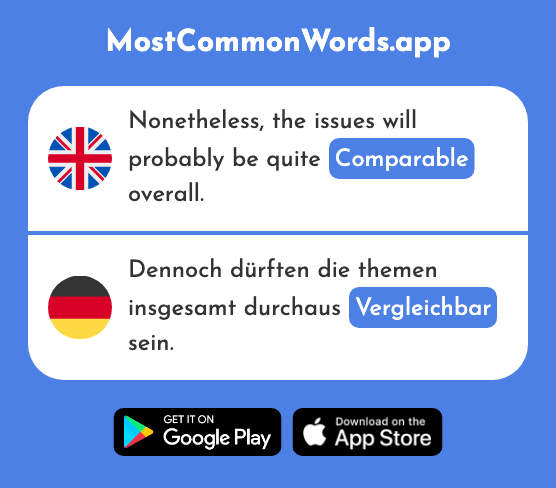 Comparable - Vergleichbar (The 2400th Most Common German Word)