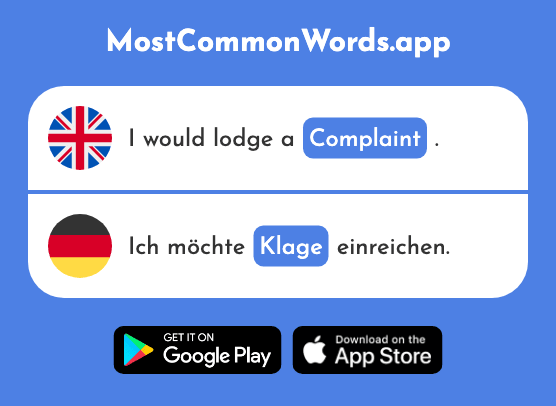 Complaint, lawsuit - Klage (The 2928th Most Common German Word)