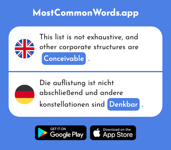 Conceivable - Denkbar (The 2826th Most Common German Word)
