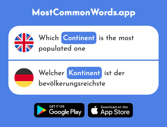 Continent - Kontinent (The 2721st Most Common German Word)
