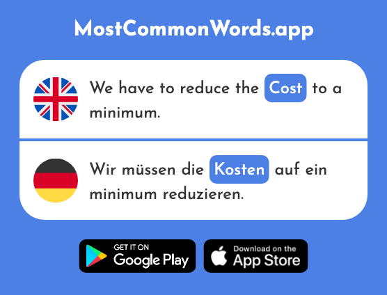 Cost - Kosten (The 903rd Most Common German Word)