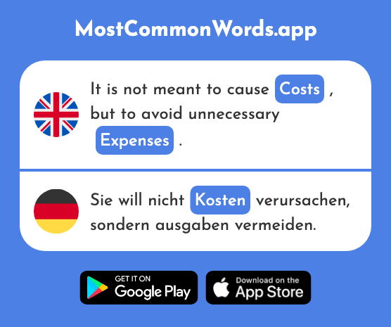 Costs, expenses - Kosten (The 564th Most Common German Word)