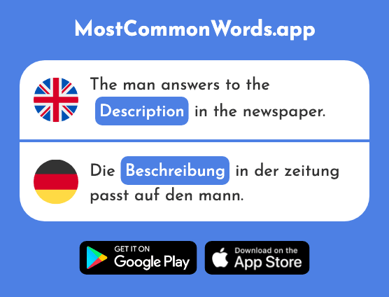 Description - Beschreibung (The 1666th Most Common German Word)