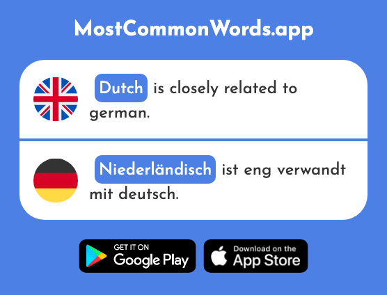 Dutch - Niederländisch (The 2743rd Most Common German Word)