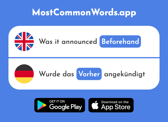 Earlier, beforehand - Vorher (The 866th Most Common German Word)