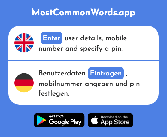 Enter, record, register - Eintragen (The 2878th Most Common German Word)