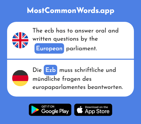 European - Ezb (The 2806th Most Common German Word)