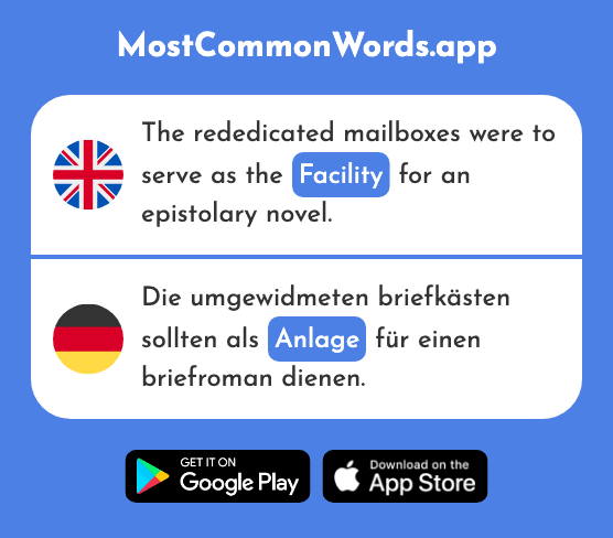 Facility, complex, investment, - Anlage (The 1848th Most Common German Word)
