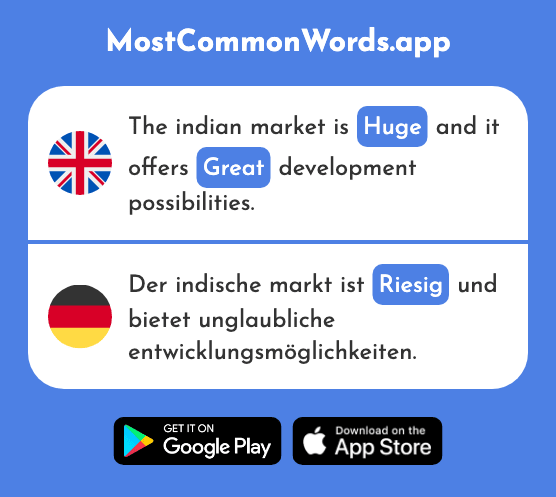 Huge, great, tremendous, giant, - Riesig (The 1075th Most Common German Word)