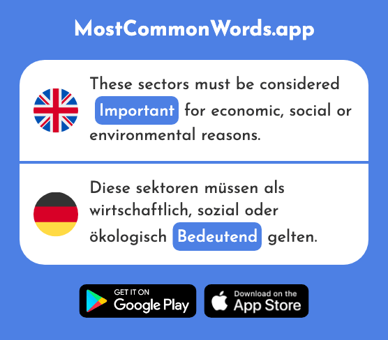 Important, significant - Bedeutend (The 2203rd Most Common German Word)