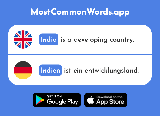 India - Indien (The 2102nd Most Common German Word)