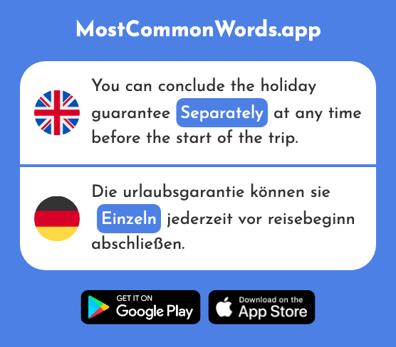 Individual, single, separately - Einzeln (The 308th Most Common German Word)