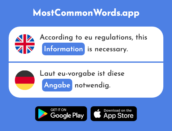 Information, statement - Angabe (The 768th Most Common German Word)