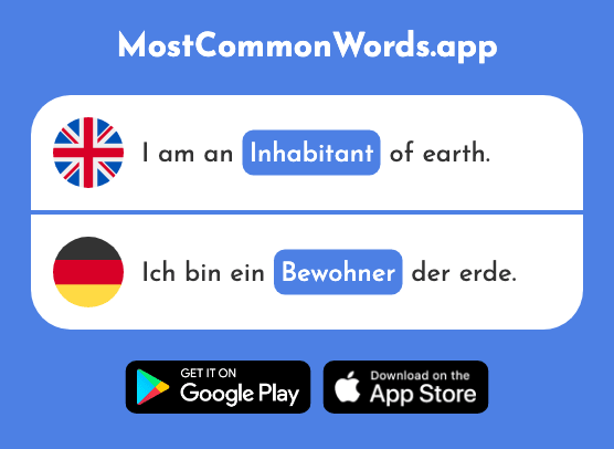 Inhabitant, resident, occupant - Bewohner (The 2252nd Most Common German Word)