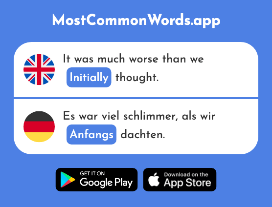 Initially, at first - Anfangs (The 2929th Most Common German Word)
